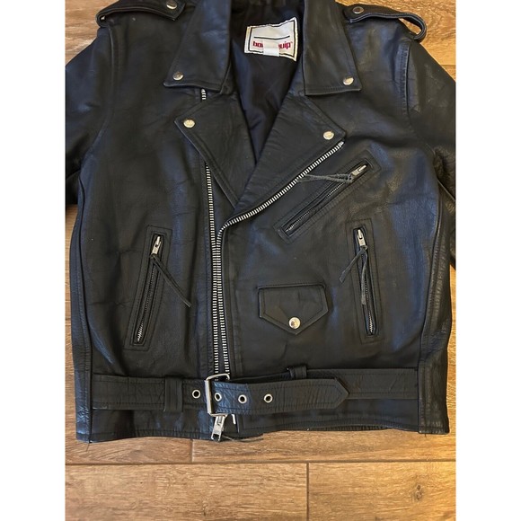 Body Equip Motorcycle Jacket Mens Size Medium Genuine Leather Vintage Rare EUC - Picture 1 of 8